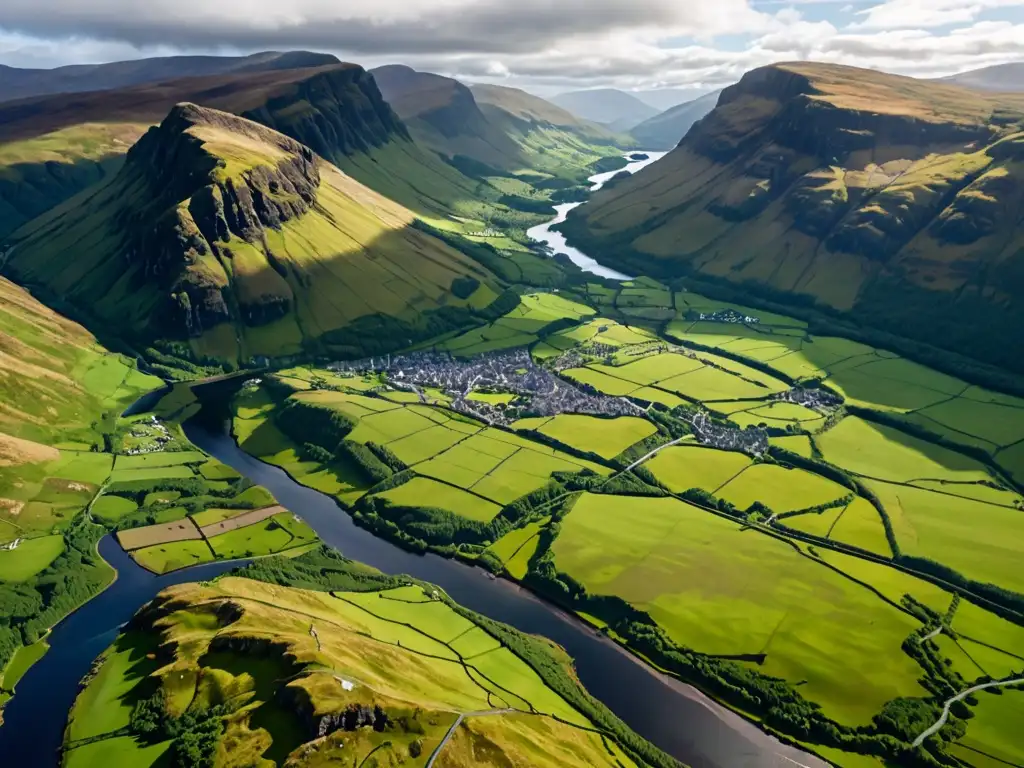 Imagen aérea impactante de las Tierras Altas de Escocia, resaltando su belleza natural y el impacto del Brexit en políticas ambientales