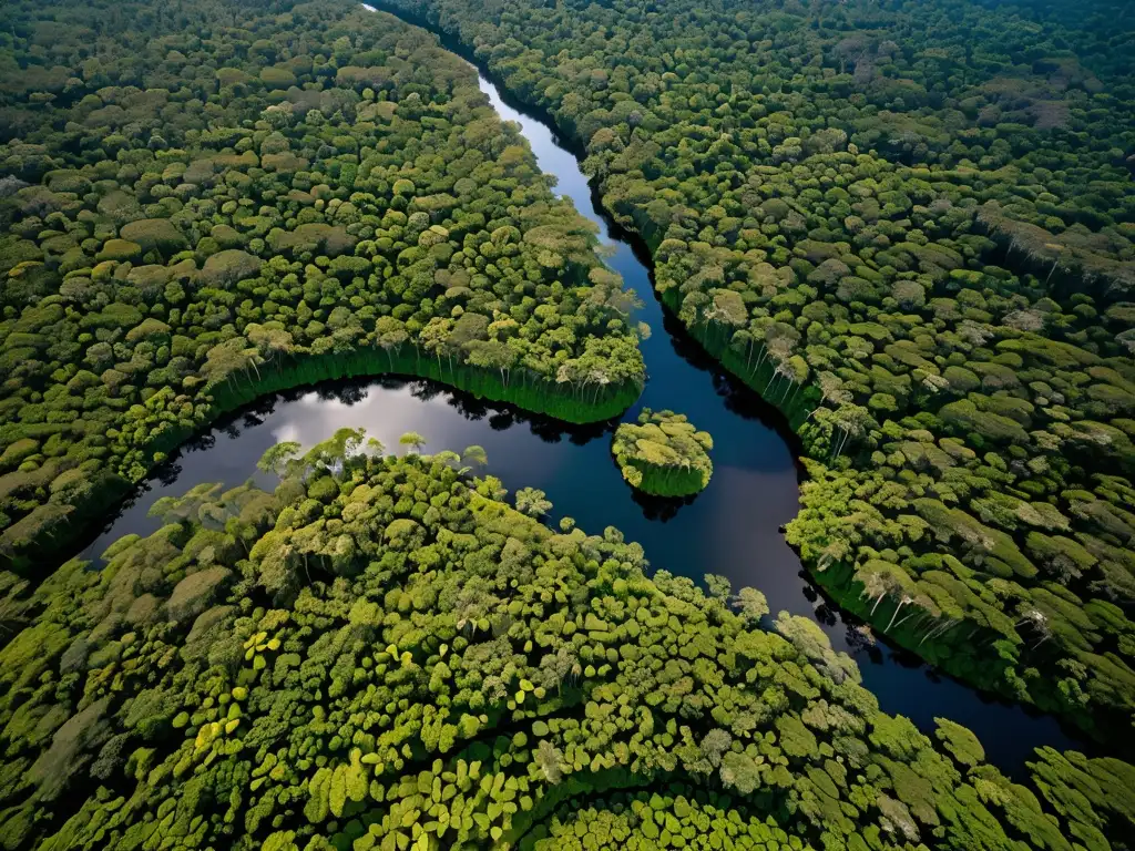 Imagen aérea impresionante de exuberante selva, destaca la importancia de la reducción deforestación y la ley conservación