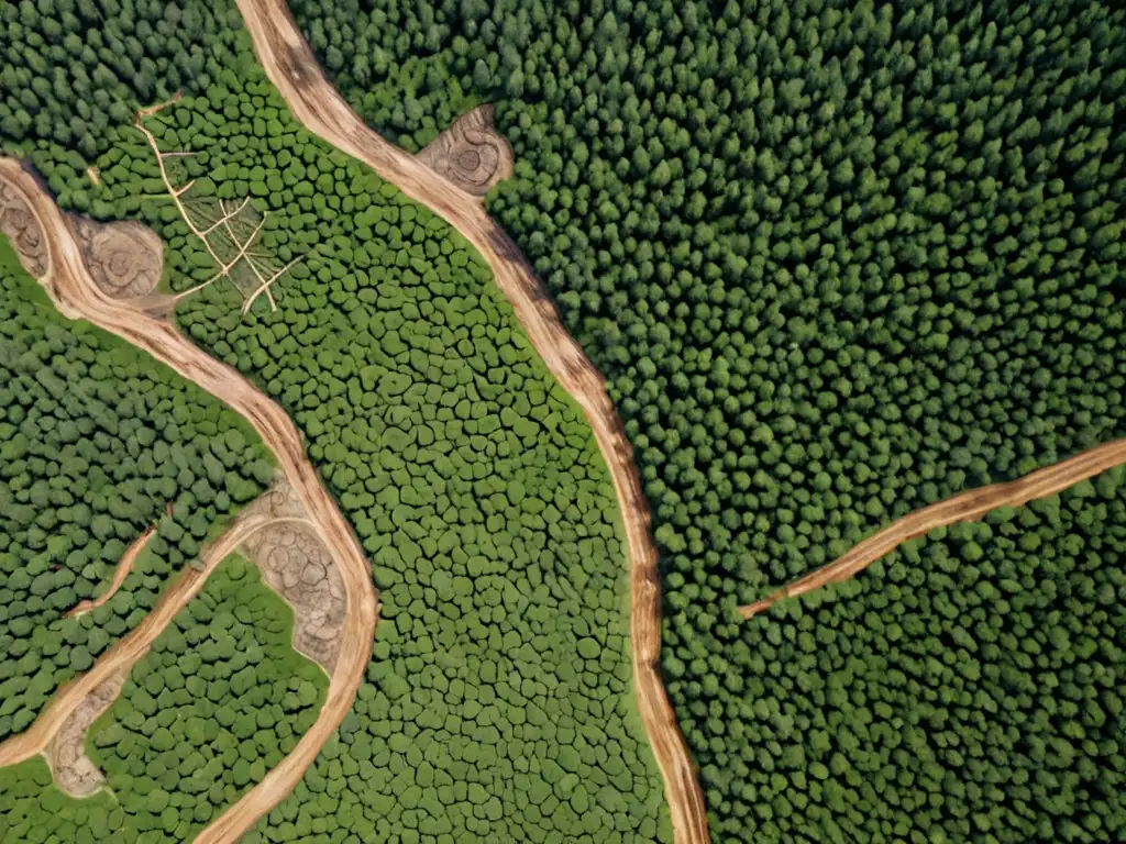 Imagen aérea de deforestación masiva resalta impacto ambiental