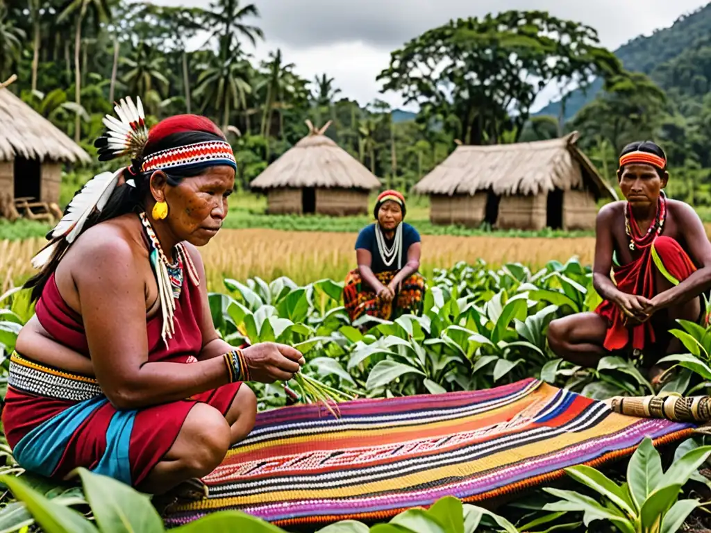 Imagen documental de comunidad indígena trabajando en la agricultura tradicional, destacando modelos exitosos gestión territorial indígena