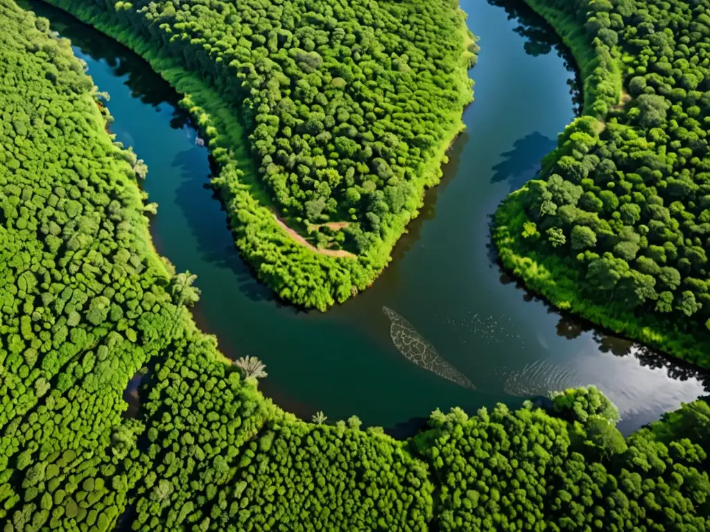 Río Tijibos: Belleza Natural y Tranquilidad Imagen de alta resolución del río Tijibos serpenteando entre exuberante vegetación, mostrando su belleza natural y tranquilidad