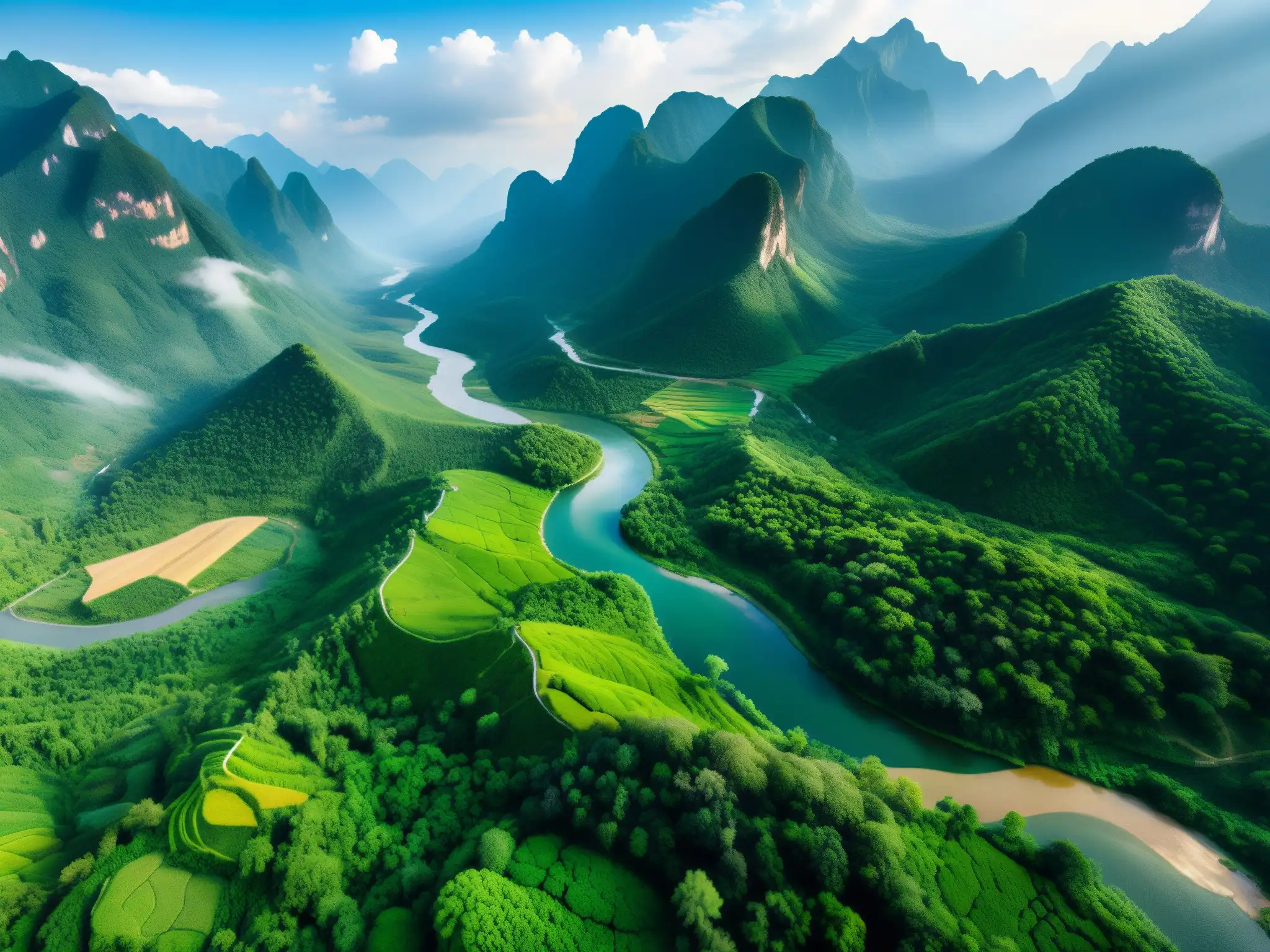 Imagen 8k de la exuberante biodiversidad de Yunnan, China, resaltando la necesidad de conservación biodiversidad terrestre China