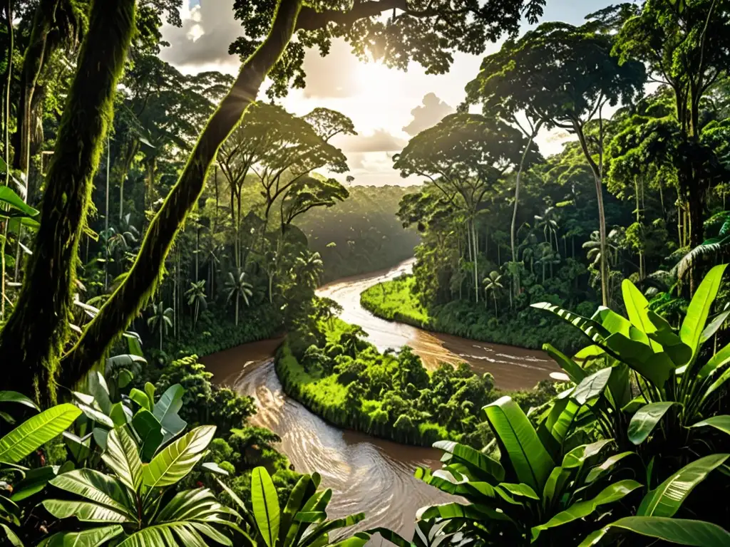 Imagen impactante del exuberante bosque amazónico, con árboles gigantes, vegetación vibrante y vida silvestre diversa