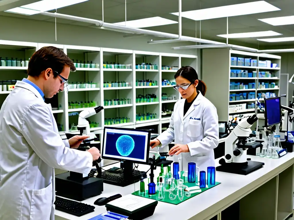 Imagen de laboratorio con científicos trabajando en nanotecnología ambiental, transmitiendo precisión y vanguardia en regulaciones conservación