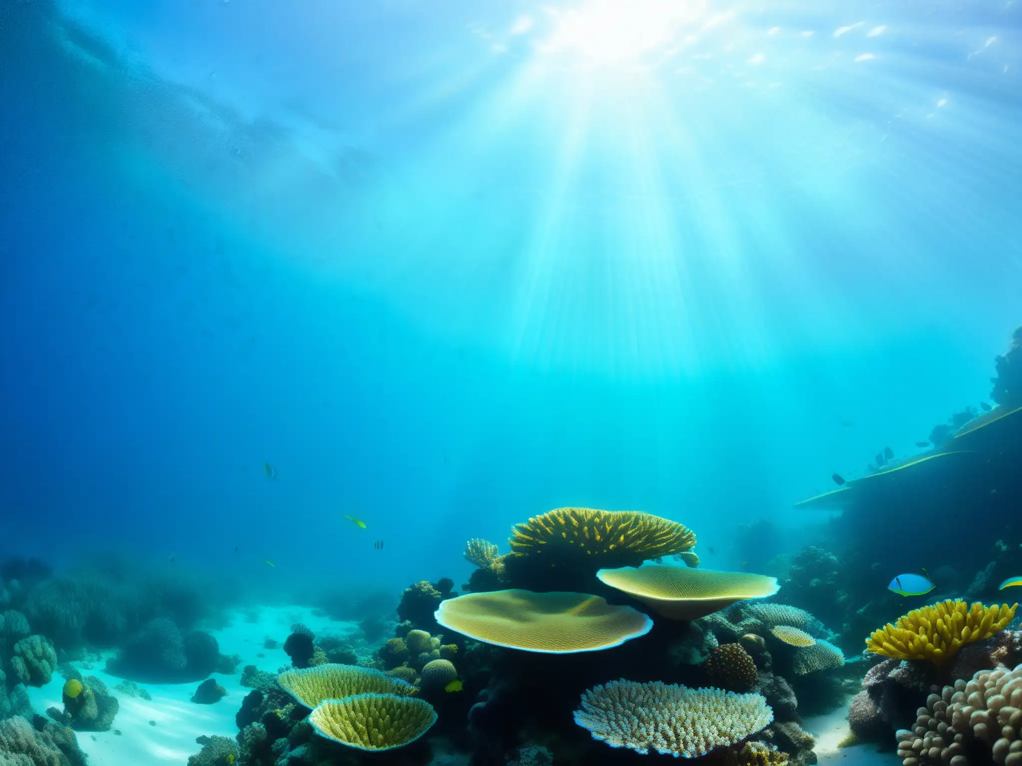 Imagen submarina de un vibrante arrecife de coral con vida marina diversa