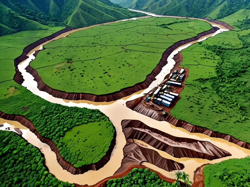 Impacto de la minería ilegal en Filipinas: maquinaria pesada destruye el paisaje natural, evidenciando la devastación ambiental