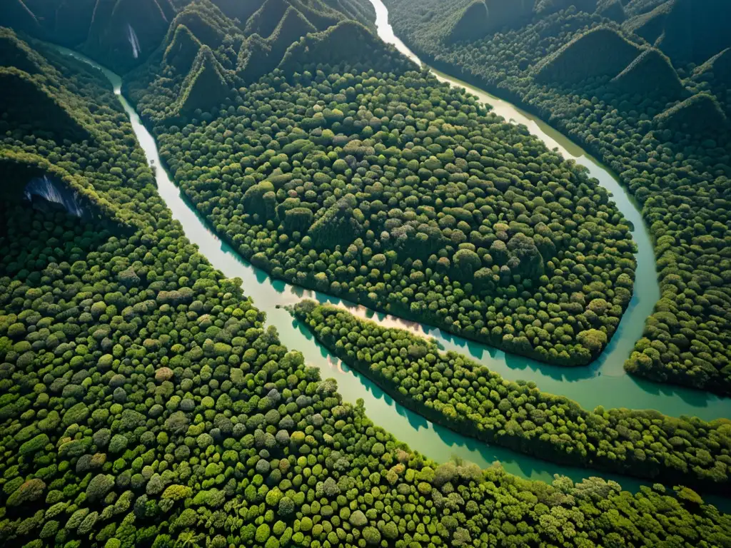 Espléndida selva tailandesa: belleza y biodiversidad Imponente paisaje aéreo de los exuberantes bosques de Tailandia, resaltando el compromiso con la conservación de la biodiversidad y las leyes ambientales