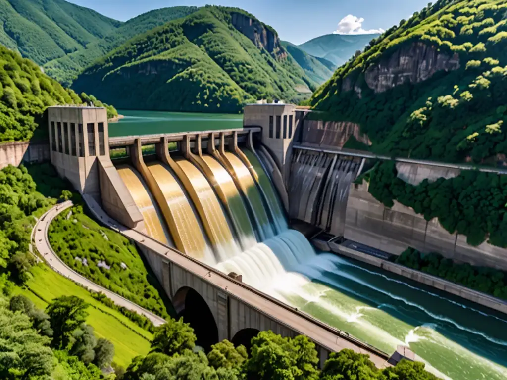 Imponente represa hidroeléctrica en un valle exuberante de Europa