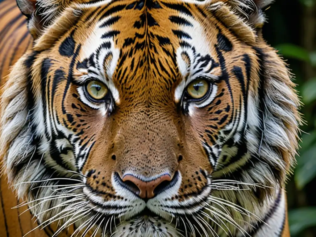 Tigre de Bengala: Mirada intensa y urgencia de conservación Imponente tigre de Bengala en primer plano, con mirada intensa y detallado pelaje