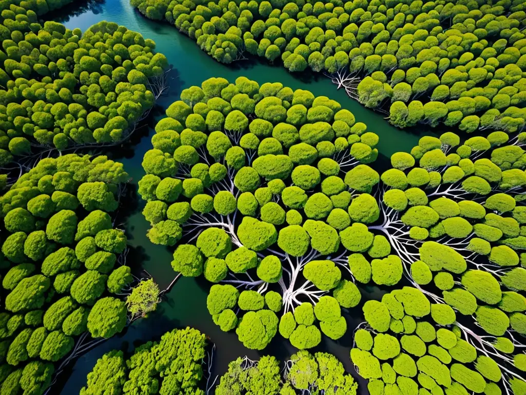 Un impresionante bosque de manglares en Australia, con sus raíces intrincadas y exuberante vegetación