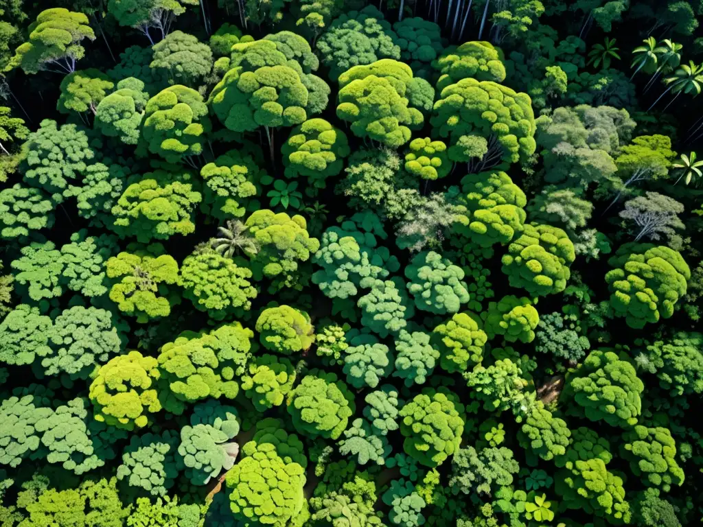 Un impresionante paisaje de selva tropical con una exuberante vegetación verde que destaca la biodiversidad y la belleza natural