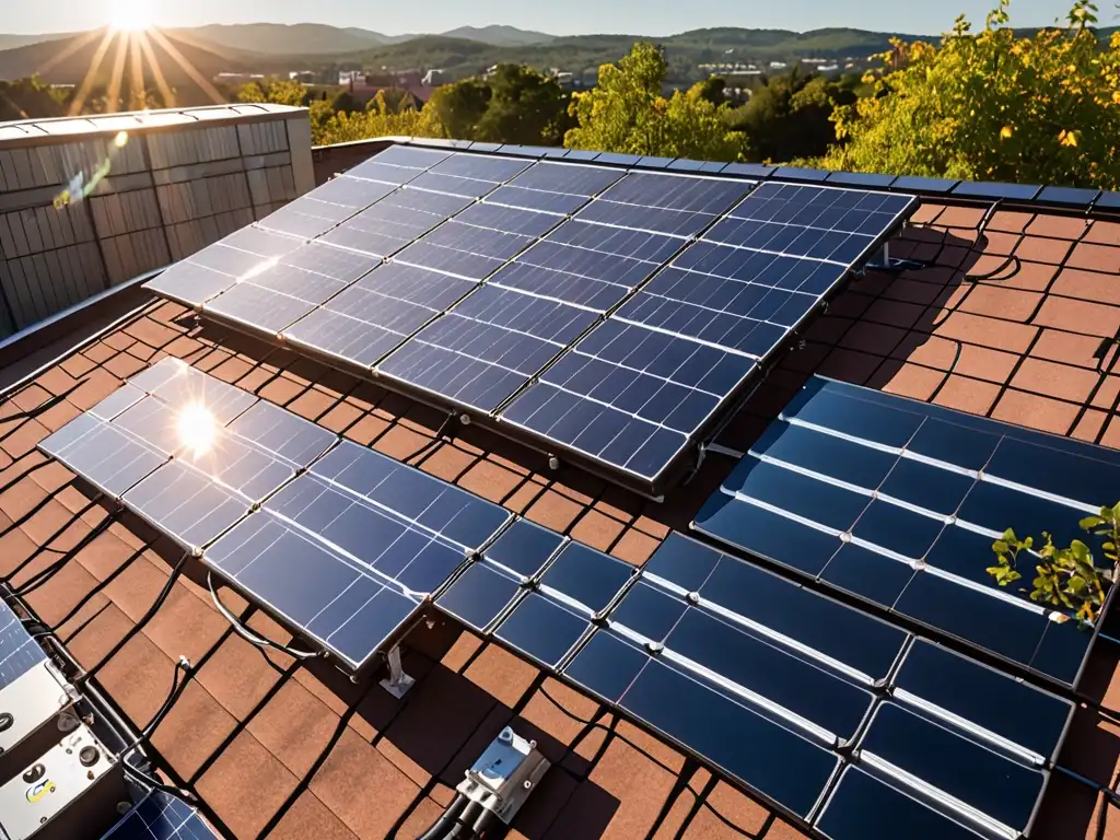 Incentivos fiscales para proyectos ambientales: instalación de paneles solares en un tejado, bañados por el cálido brillo del sol