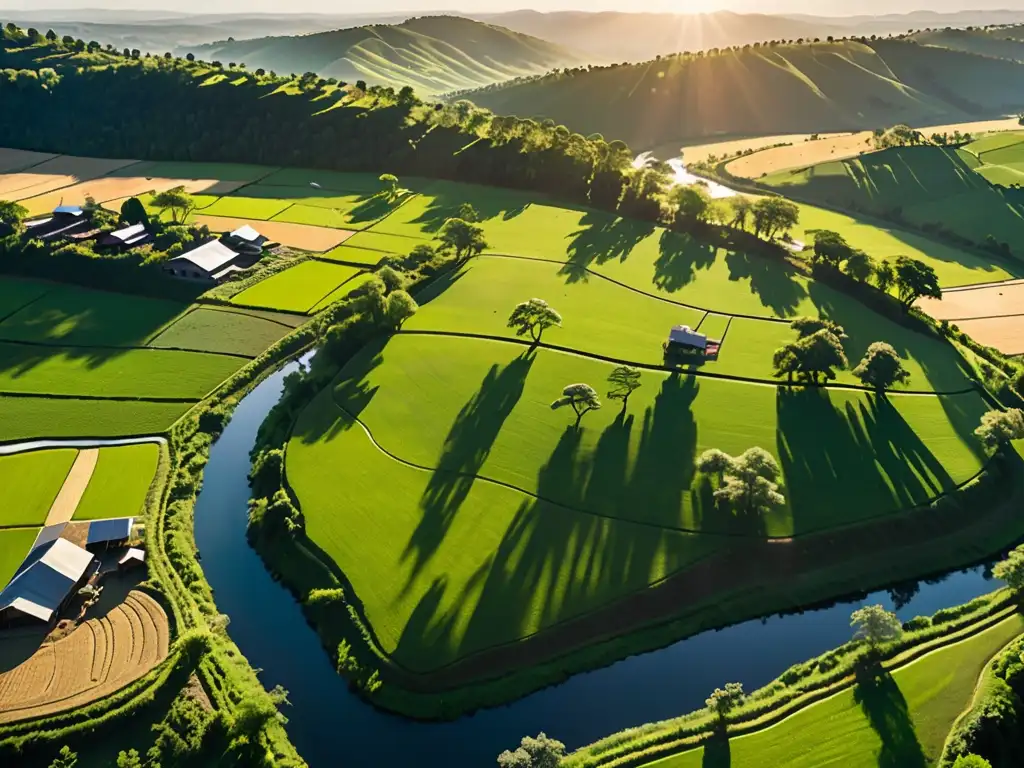 Increíble paisaje verde con colinas, ríos y bosques