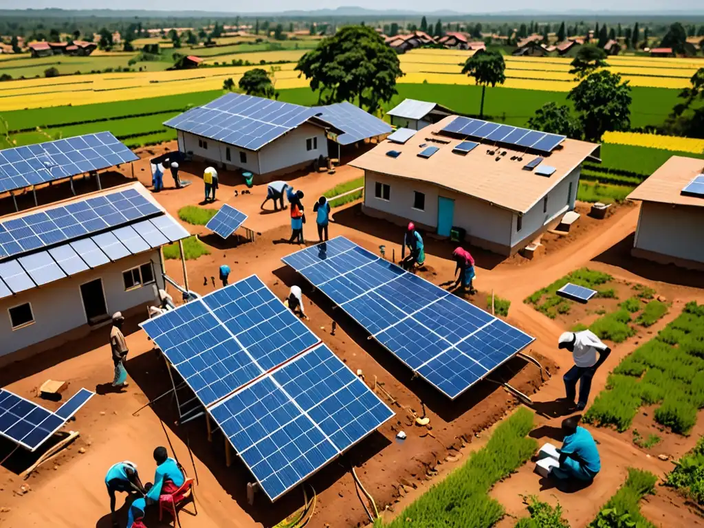 Instalación de paneles solares en comunidad rural, muestra empoderamiento comunitario y desarrollo sostenible