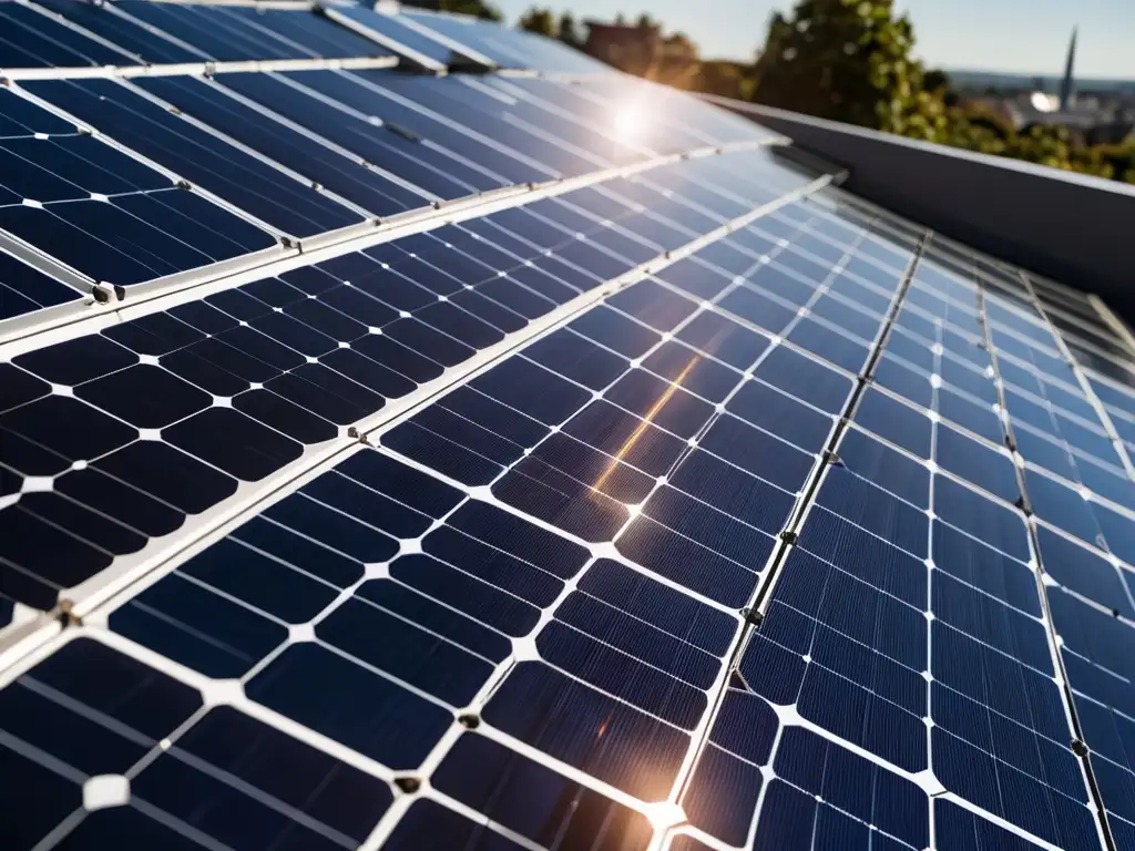 Instalación de paneles solares en tejado, detallada y brillante