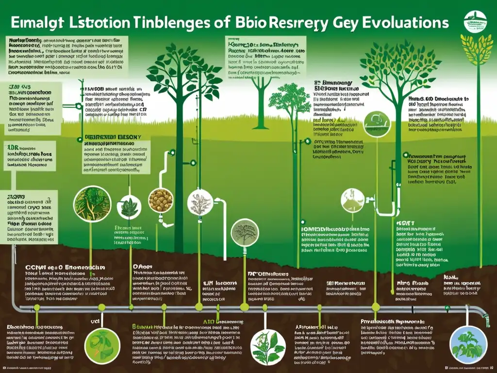 Una línea de tiempo histórica detallada que muestra la evolución de la legislación de bioenergía sostenible a lo largo de las décadas, con hitos y cambios destacados en el marco legal