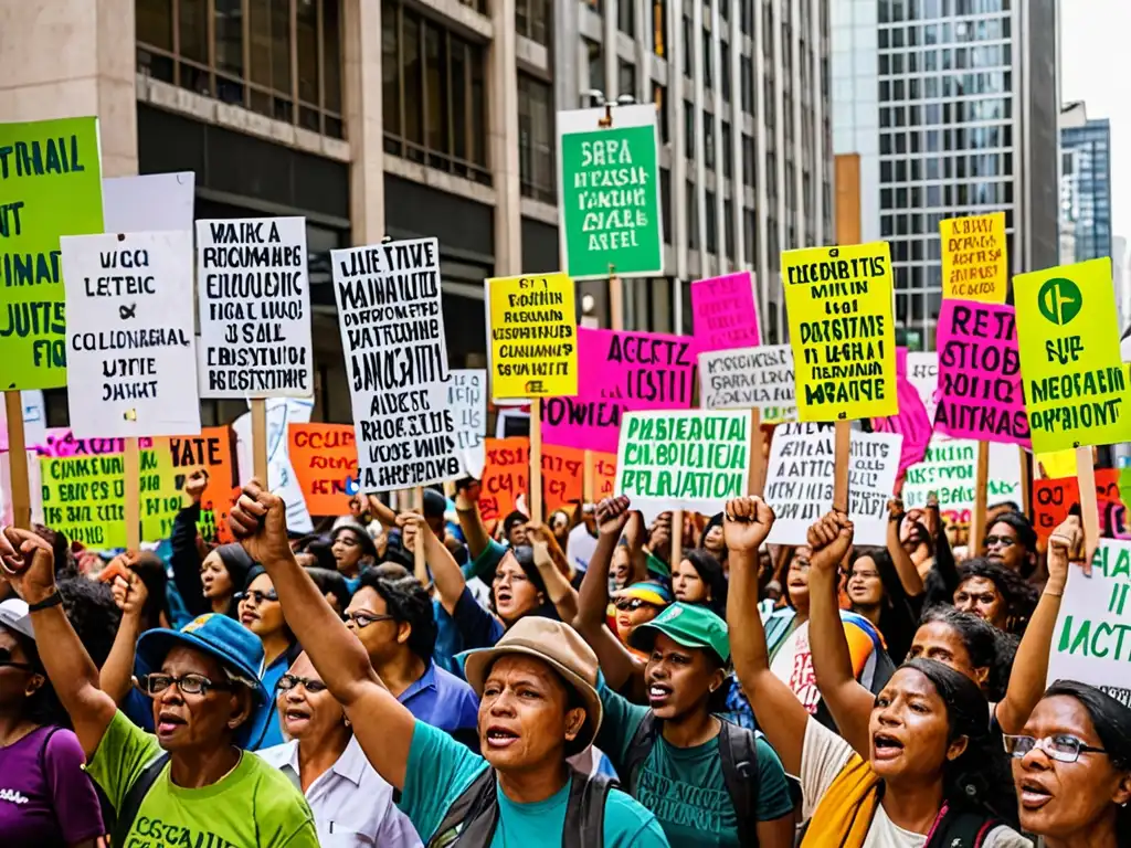 Manifestantes marchan por la ciudad con pancartas coloridas, exigiendo el impacto global del acuerdo de Escazú