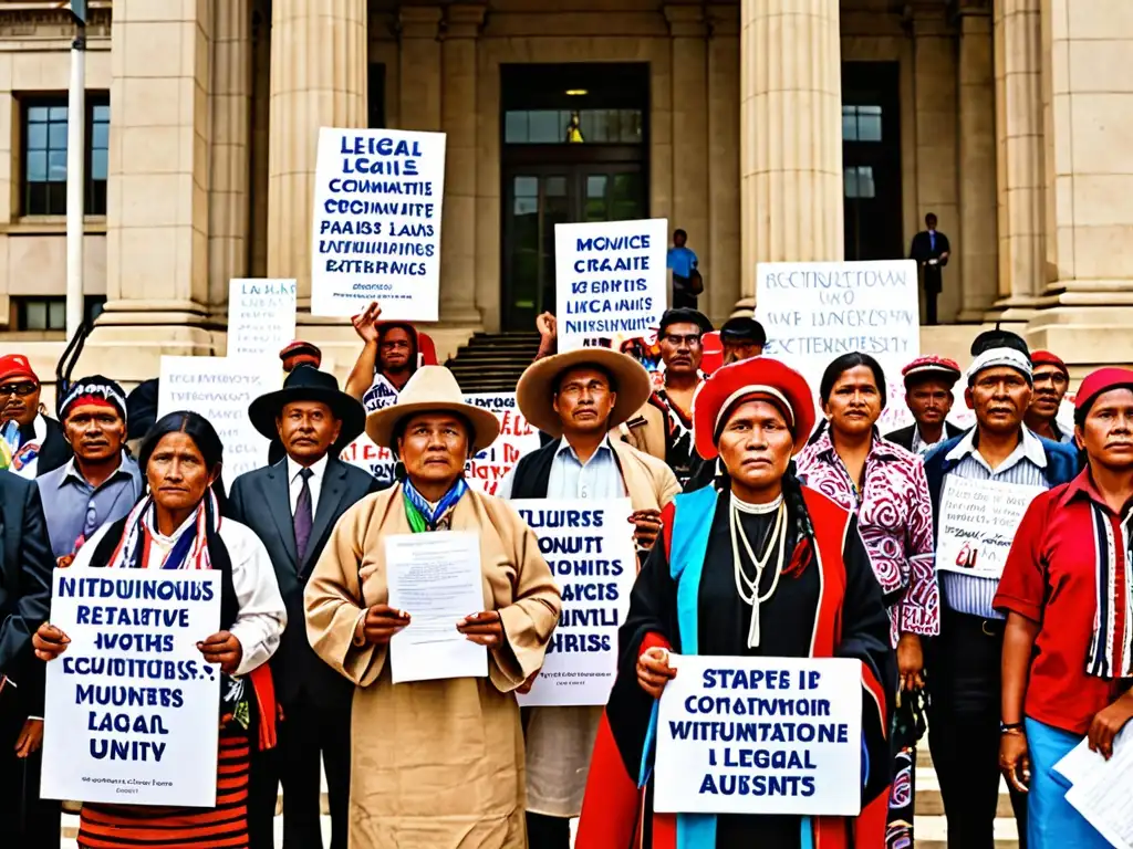 Miembros de comunidad indígena resisten legalmente contra extractivismo, rodeados de apoyo y determinación frente al juzgado