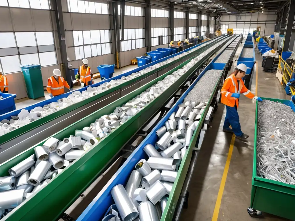 Una moderna planta de reciclaje cumple con normativas de reciclaje en empresa