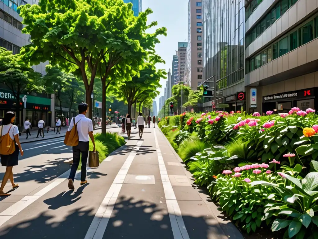 Un oasis urbano de edificios cubiertos de vegetación y flores, desafiando la publicidad