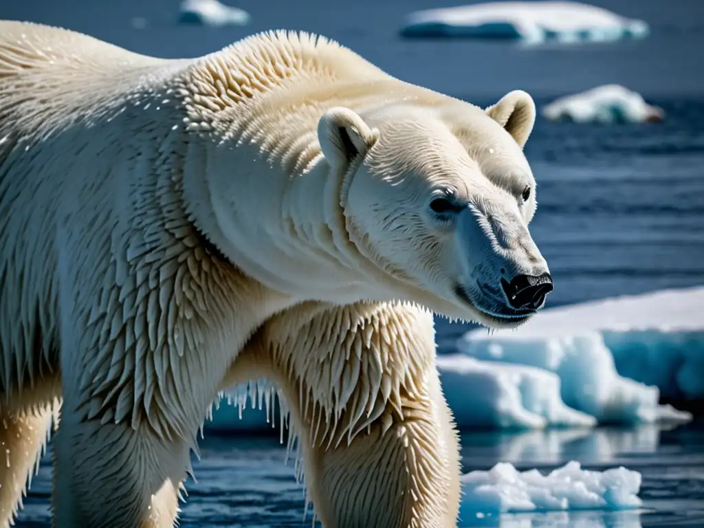 Un oso polar en una banquisa derritiéndose, refleja la urgencia del derecho internacional ambiental