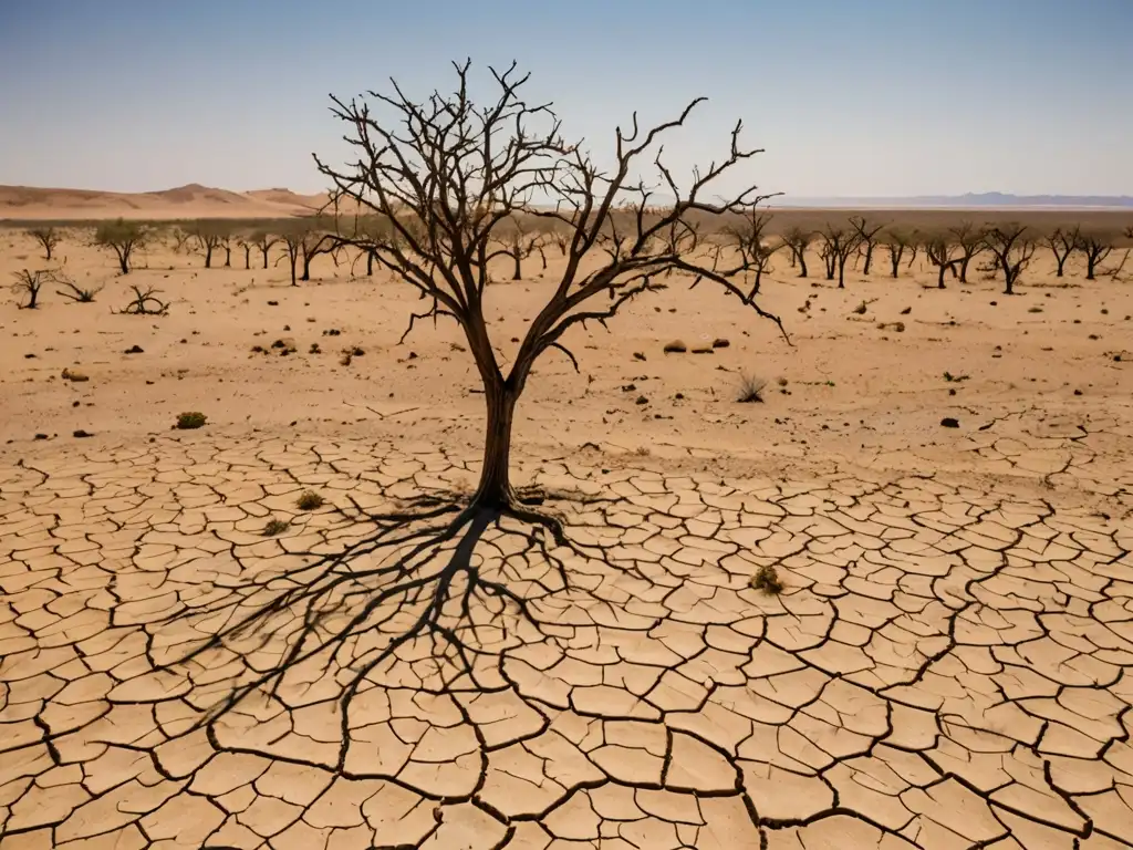 Un paisaje árido se extiende bajo un cielo despejado