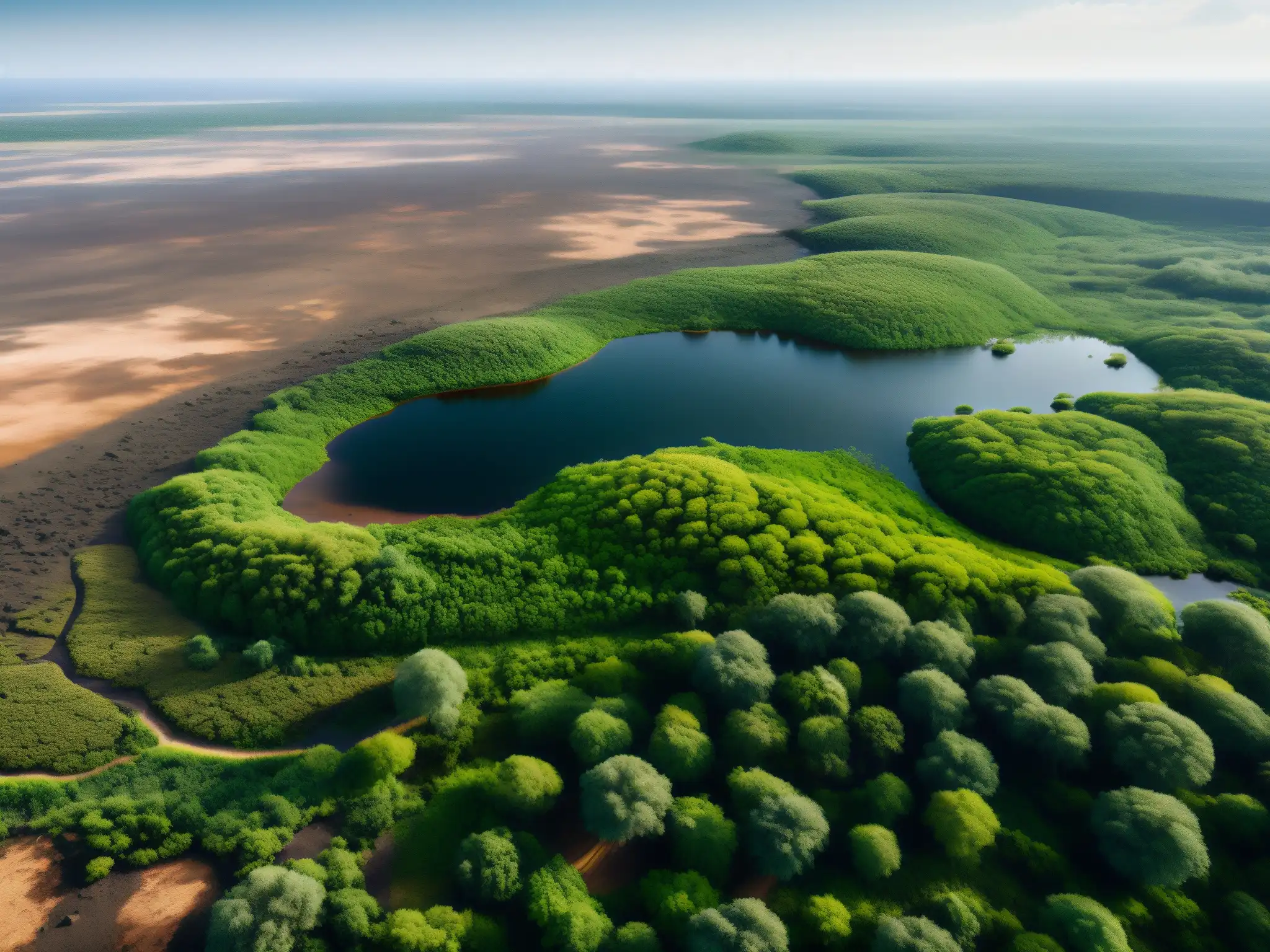 Un paisaje degradado muestra el contraste entre la destrucción y la restauración