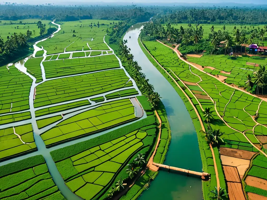 Un paisaje exuberante de canales de riego y embalses en Sri Lanka, fusionando tradición y modernidad