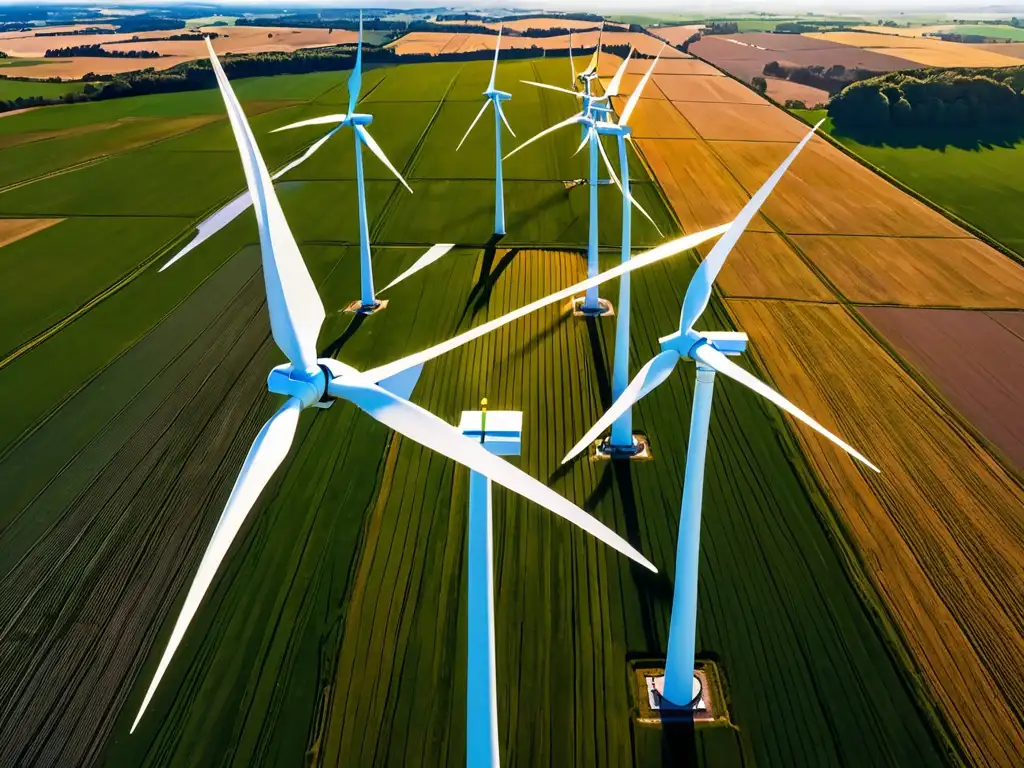 Un paisaje impresionante de un parque eólico en armonía con la naturaleza