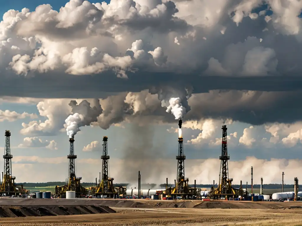 Un paisaje industrial dominado por la infraestructura de fracking