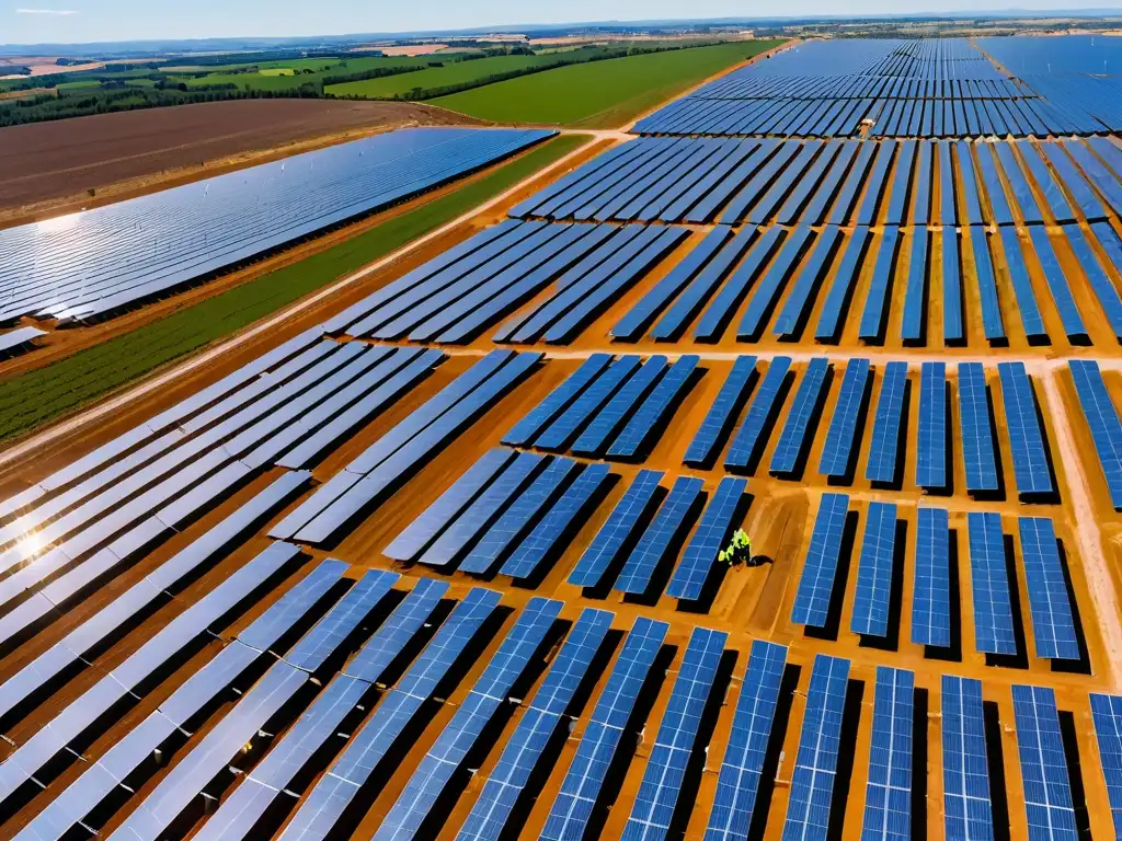 Un paisaje solar deslumbrante que muestra la eficiencia de la energía renovable y el progreso hacia las Políticas de energía renovable ODS