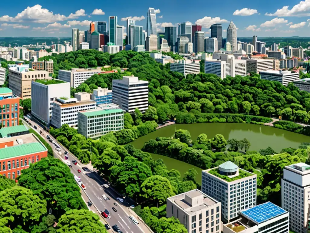 Panorámica de la ciudad resaltando edificios gubernamentales y entorno natural