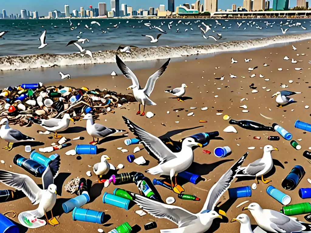 Playa atestada de residuos plásticos, con impacto devastador en ecosistemas marinos