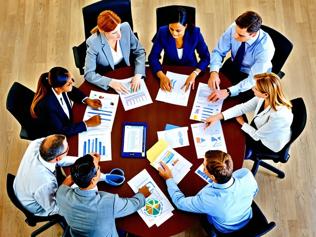 Profesionales en reunión discutiendo normativas de reciclaje en empresa