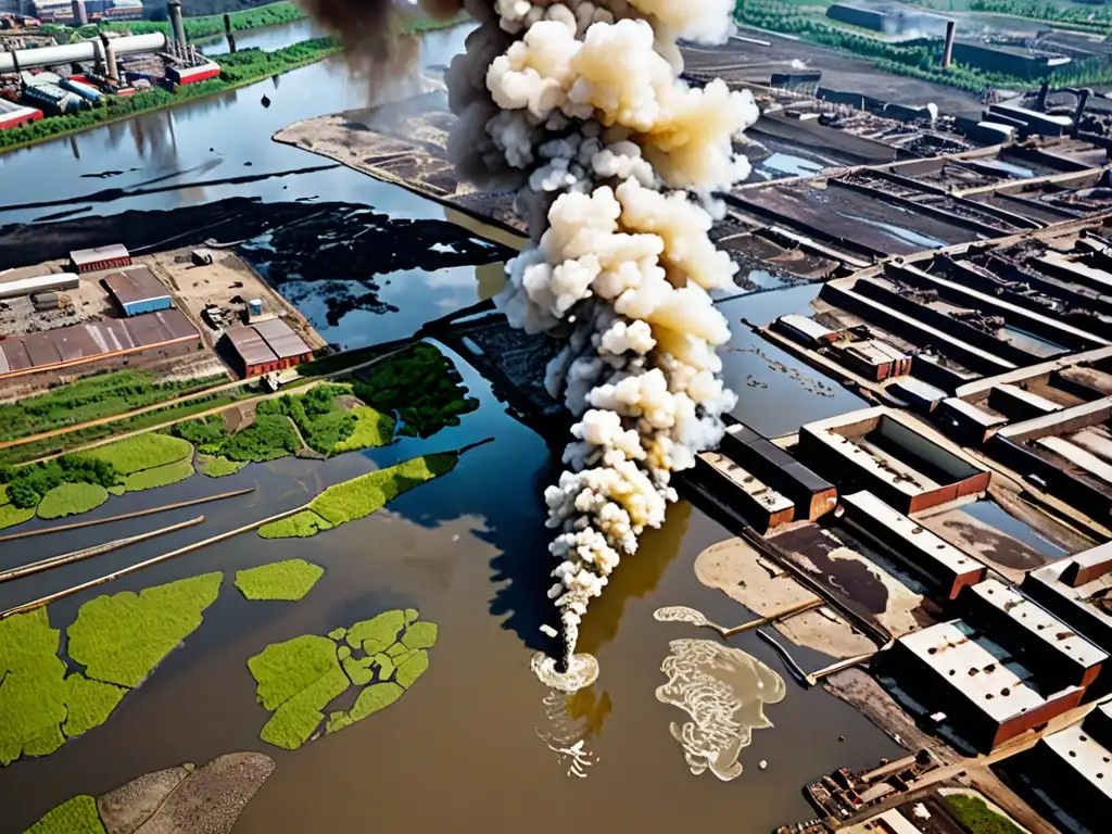 Río contaminado con desechos industriales, evocando respuestas legales crisis contaminación agua