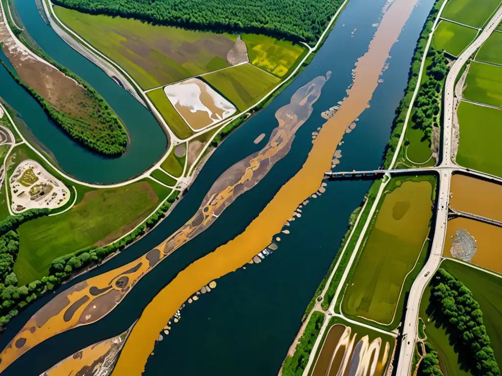 Un río contaminado por desechos industriales muestra el impacto de las normativas de emisiones en los recursos hídricos