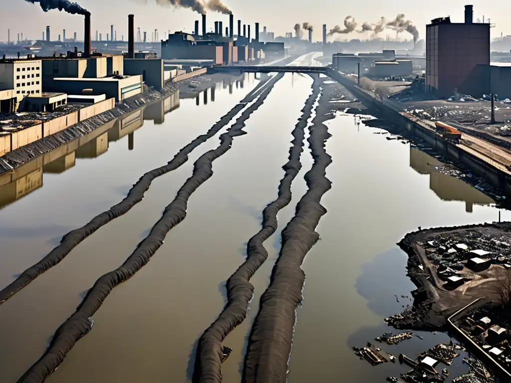 Un río contaminado en una zona industrial