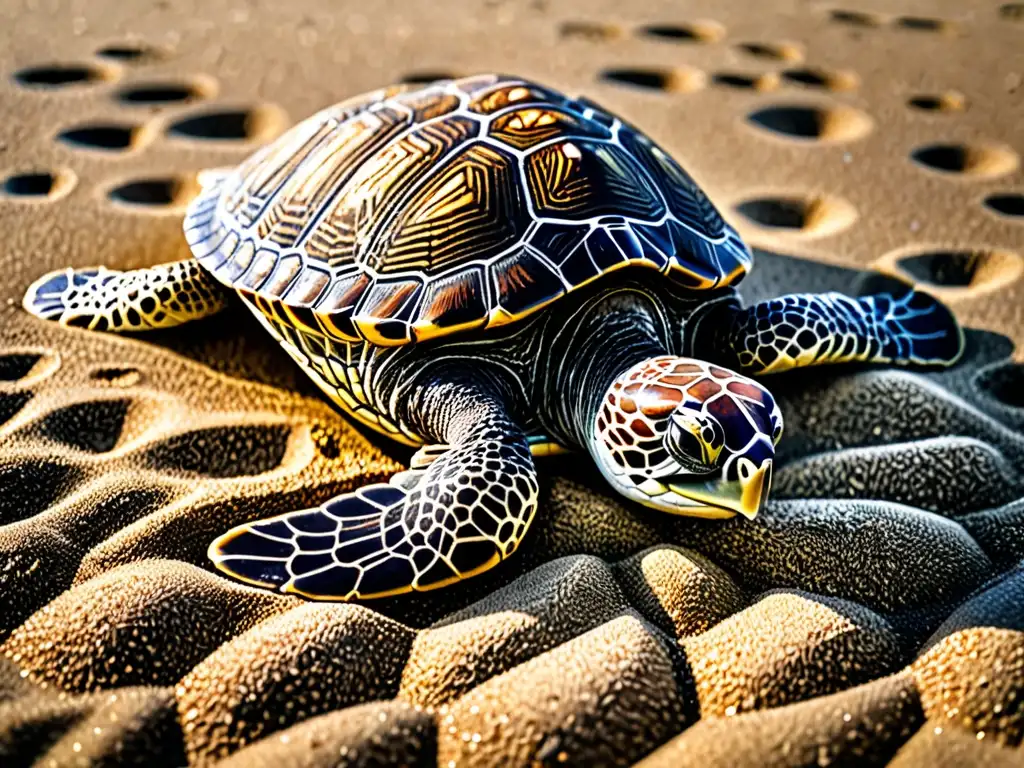 Emotiva escena: Tortuga en peligro anida bajo la luna Una tortuga marina en peligro de extinción anida en la playa bajo la luz de la luna, mientras conservacionistas vigilan