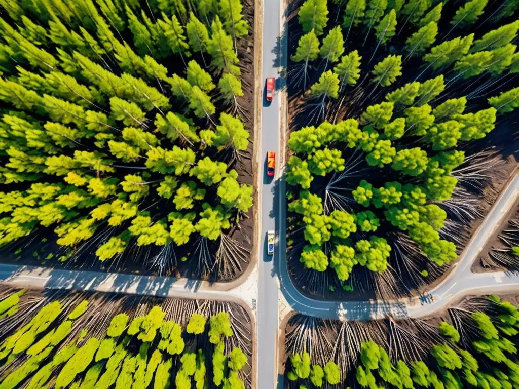 Trabajadores ambientales realizan compensación por desastres naturales en un bosque dañado, replantando árboles y flora nativa