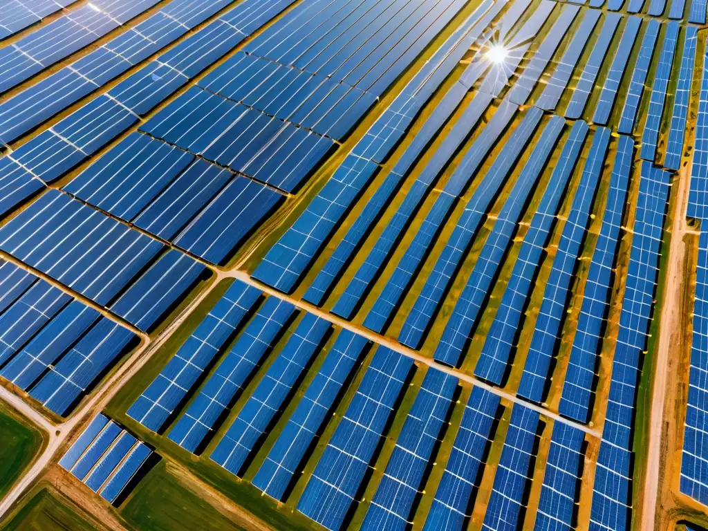 Un vasto campo solar bajo el cielo azul