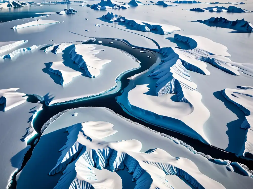 Vasto paisaje helado de la Antártida con montañas nevadas y glaciares, evocando la protección ambiental en el Tratado Antártico