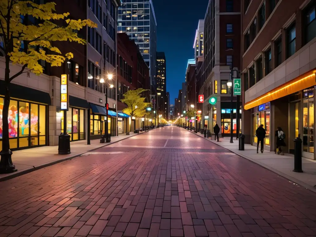 Vibrante ciudad de noche con iluminación urbana eficiente