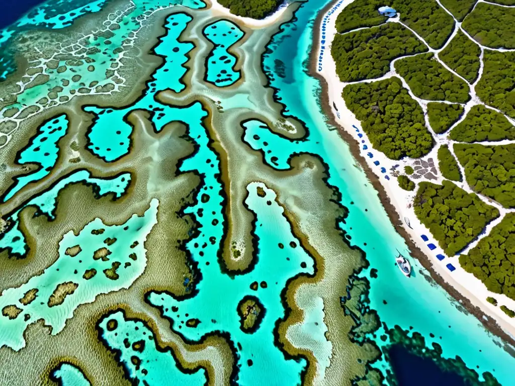 Vibrante ecosistema marino del Caribe: coral, aguas turquesas y barco