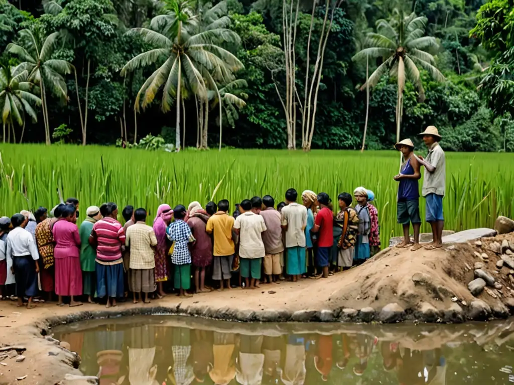 Villagers observan aves en peligro, reflejando las consecuencias del tráfico de especies en la comunidad y el ecosistema natural