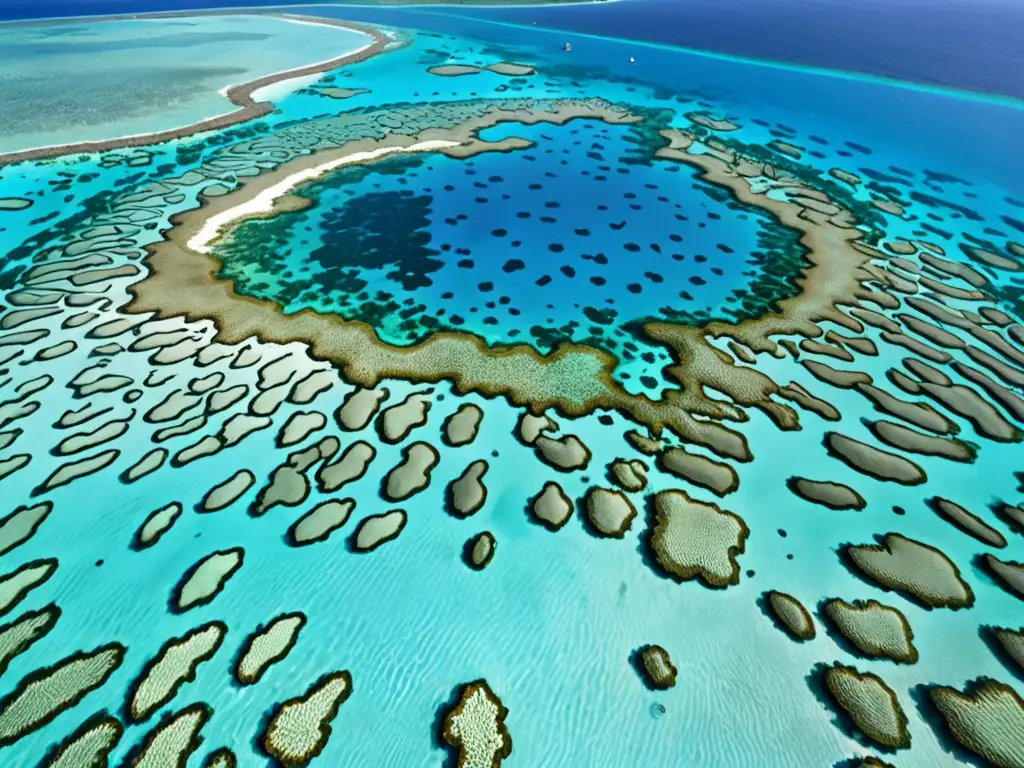 Vista aérea de conservación marina con avances tecnológicos en monitoreo y cumplimiento, vida marina diversa y coloridos arrecifes de coral