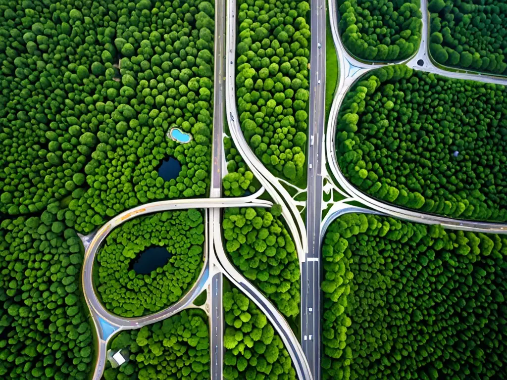 Vista aérea de la coexistencia entre desarrollo urbano y conservación ambiental