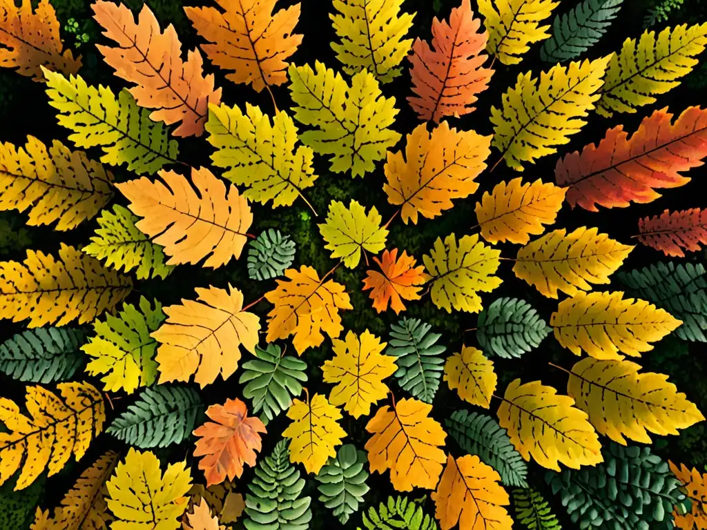 Vista aérea de un exuberante bosque europeo en otoño