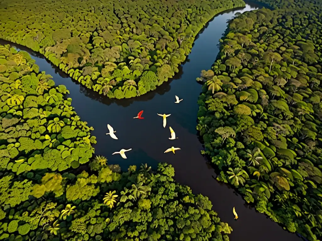 Vista aérea de un exuberante bosque lluvioso con rica biodiversidad