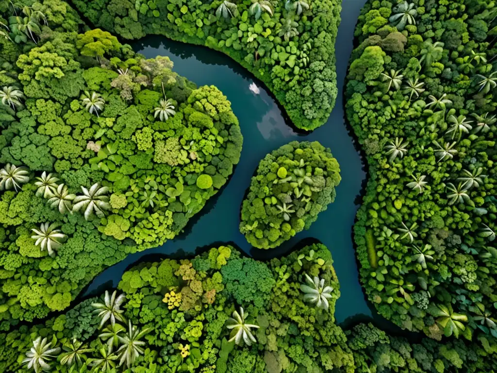 Vista aérea de exuberante selva con biodiversidad, resaltando la importancia de acuerdos ambientales en comercio internacional