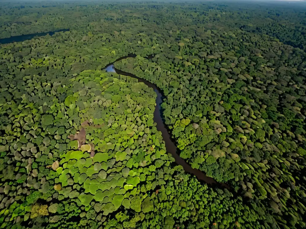 Vista aérea de la exuberante selva amazónica, con árboles verdes que se extienden hasta donde alcanza la vista